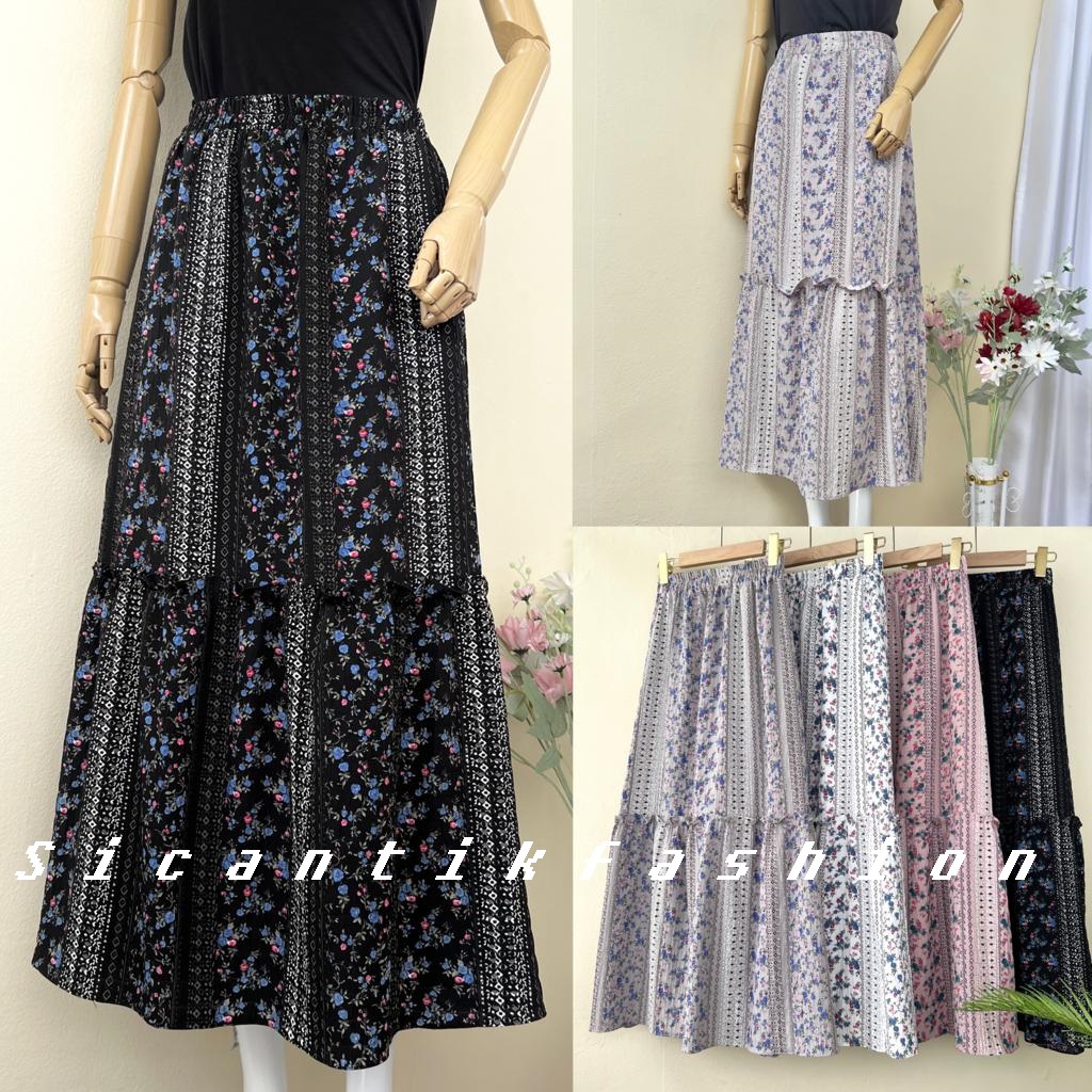 Rok Maxi Wanita / Rok motif Bunga / Rok Korea