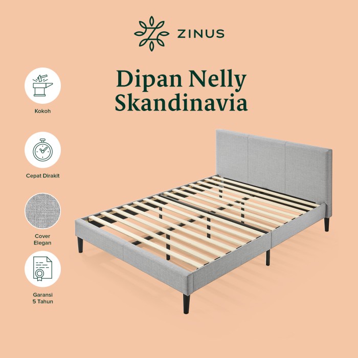 Tempat Tempat Tidur Dipan Sandaran Zinus Nelly Scandinavian Diy Bed In A Box