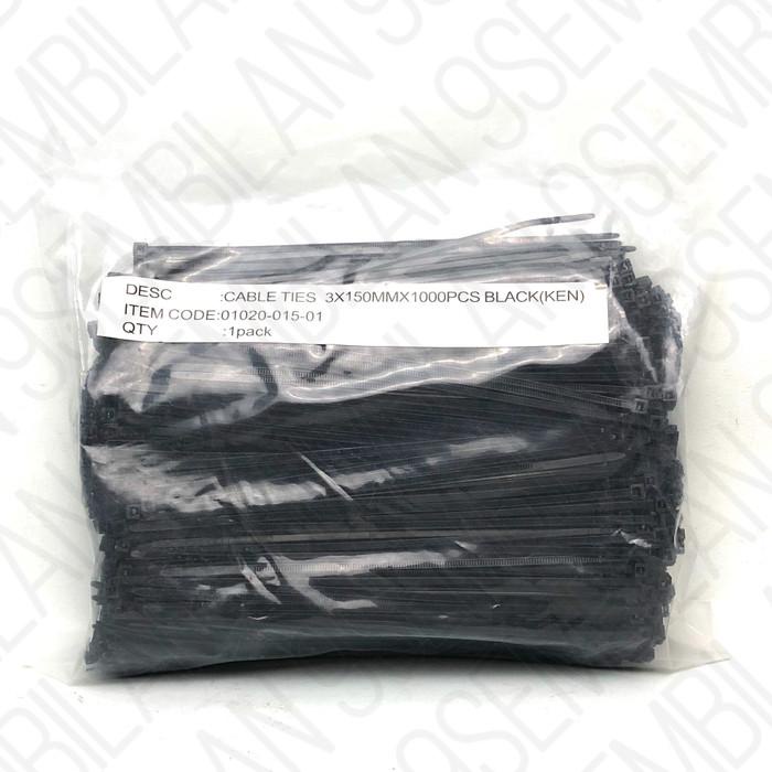 

Nylon Kabel Tis 3X150 Hitam Isi 1000 Pcs Cable Ties