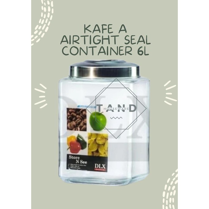 TOPLES KACA BESAR KEDAP UDARA DLX KAFE A TOPLES KOPI UKURAN 6 LITER
