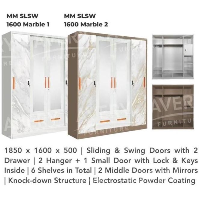 Lemari Pakaian Besi Sliding 4 Pintu Lemari Baju Sliding Metal Wardrobe Hikari.Shopping