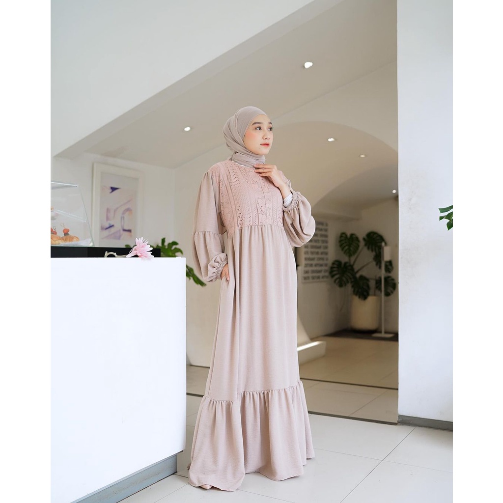 JAHIRA DRESS GAMIS MUSLIM WANITA DRESS CRINKLE MIX BRUKAT