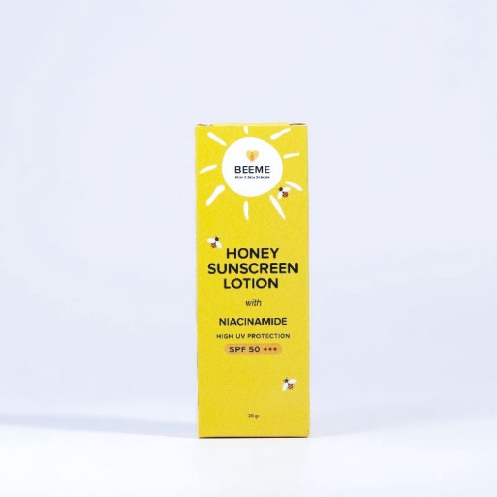 BEEME Honey Sunscreen Lotion with Niacinamide SPF 50+++ 20gr / BEE ME Suncreen Matahari Ibu Anak Bayi / BEEME MEMBER PLATINUM BANDUNG