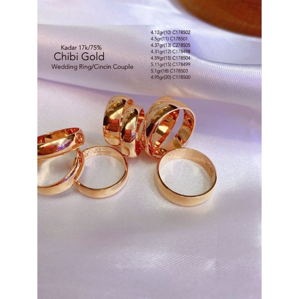 CHIBIGOLD - Cincin couple / wedding ring emas 750 & 700 kadar 17k C178502 - chibi