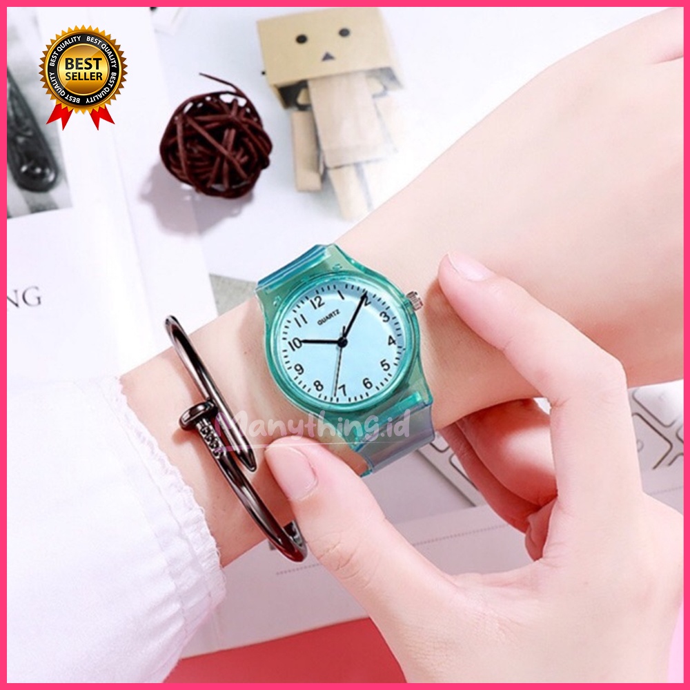 Jam Tangan Jelly Angka Rubber Transparant bening Karet Unisex TERMURAH