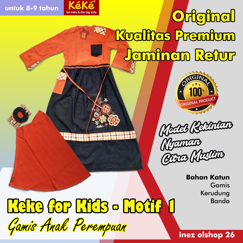 Gamis Anak Perempuan Keke untuk Usia 8-9 tahun