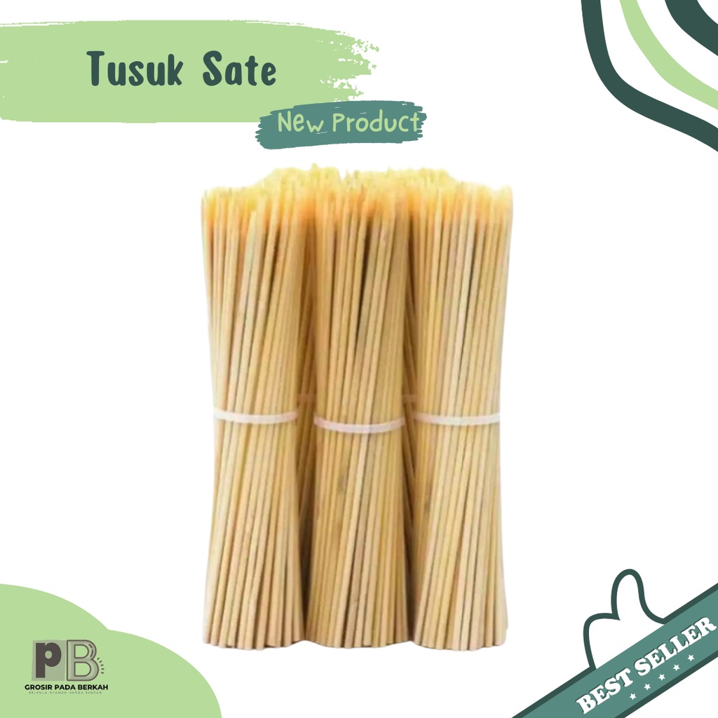 Tusuk Sate Bambu Tebal 20 cm / Tusukan Sate Ayam Ujung Runcing Tajam Tusuk Bambu Isi 90 Pcs