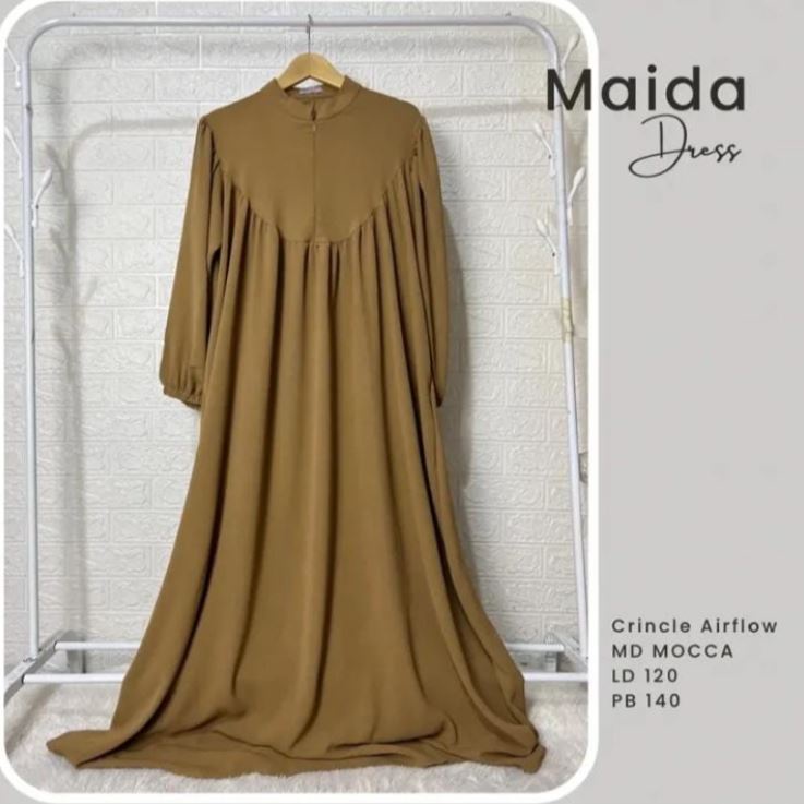 KIMII GAMIS OVERSIZE LEBARAN MAXI DRESS ATASAN WANITA CRINCLE AIRFLOW PREMIUM (DBY)