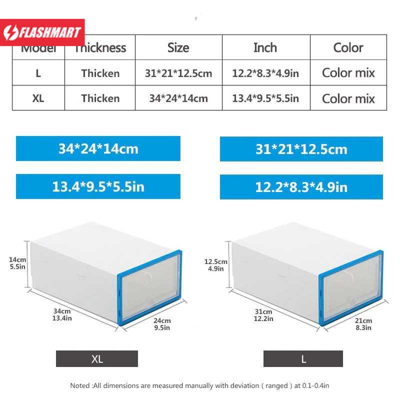 Flashmart Kotak Susun Rak Organizer Sepatu Shoe Box 6 PCS Size L - LF010