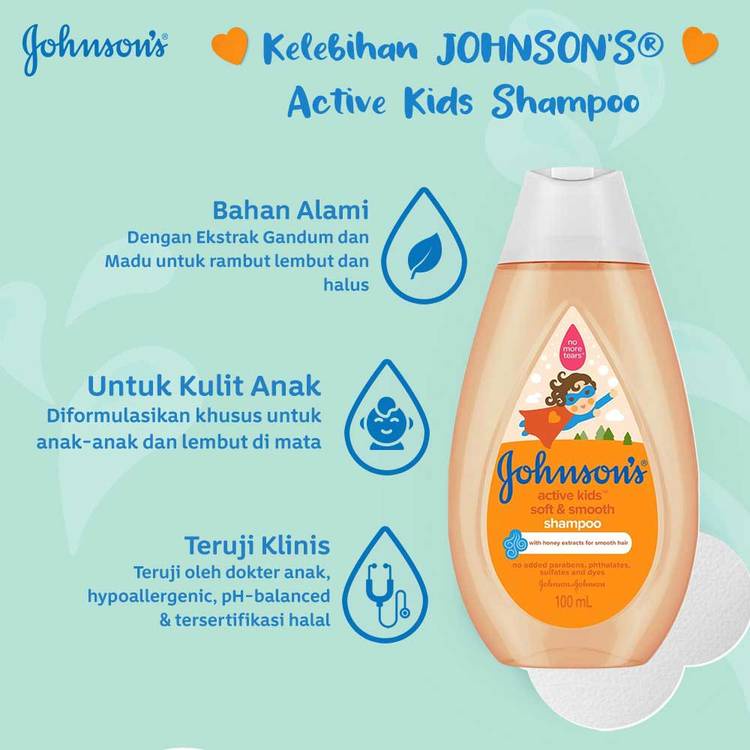 Johnsons Active Kids Shampo Soft &amp; Smoth Shiny Drops Clean &amp; Fresh 200ml