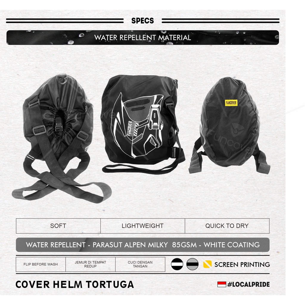 Cover pelindung helm TORTUGA waterproof mantel helm backpack by Funcover