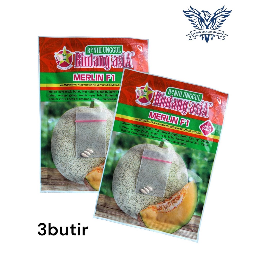 Repack 2000an BENIH BIBIT MELON MERLIN F1 Isi 3 Butir Bintang Asia Cocok Untuk Di Pekarangan