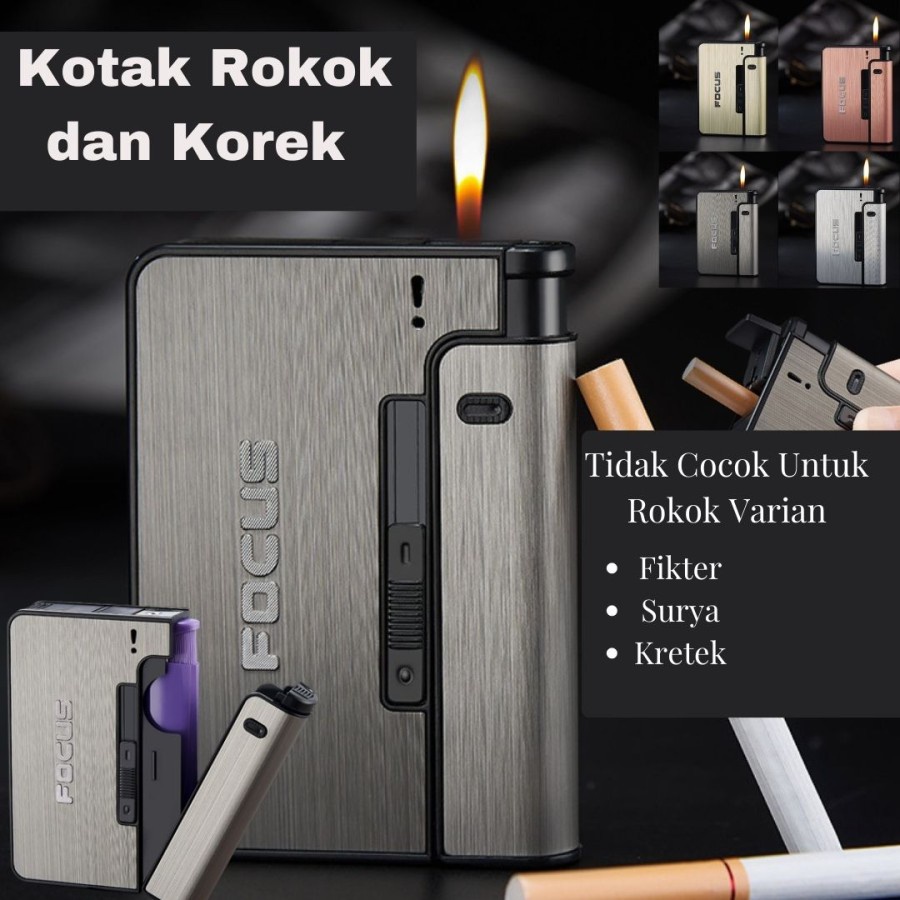 Tempat Rokok Korek Api Elektrik Listrik Focus Portable Cigarette Kotak Kotak  Wadah Rokok