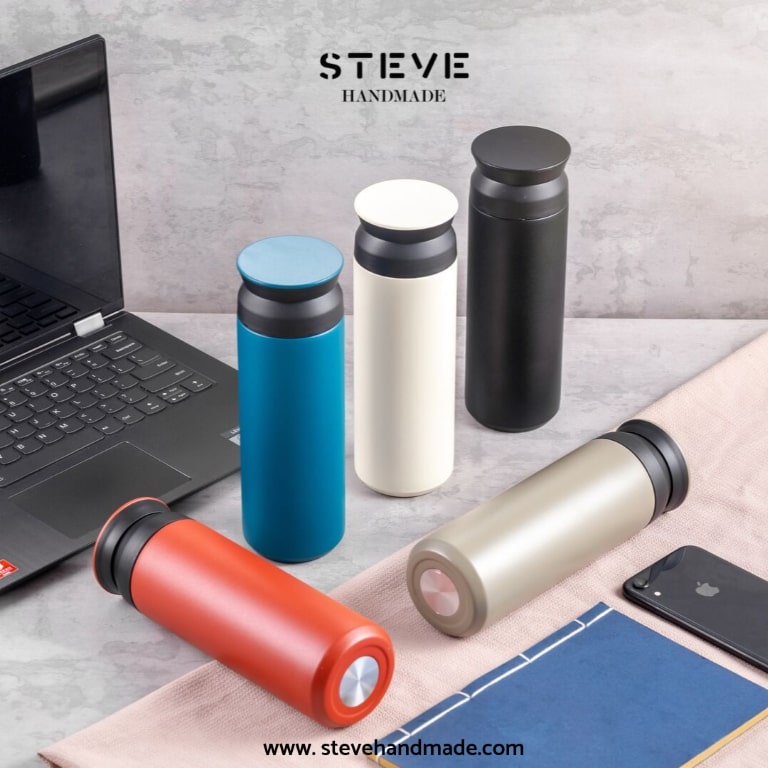 Botol minum stainless termos vacuum tumbler travel TM0255 White Custom Tahan Air Panas dan Dingin