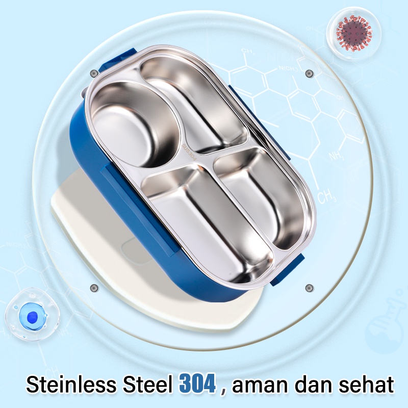 Letyeah &amp; Kaizenliving Kotak Makan free Mangkuk Sup Stainless /Lunch Bento Box Stainless Anti Tumpah