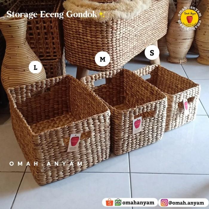 Terlaris Keranjang Anyam Enceng Gondok/Kotak Anyaman Eceng Gondok Size S