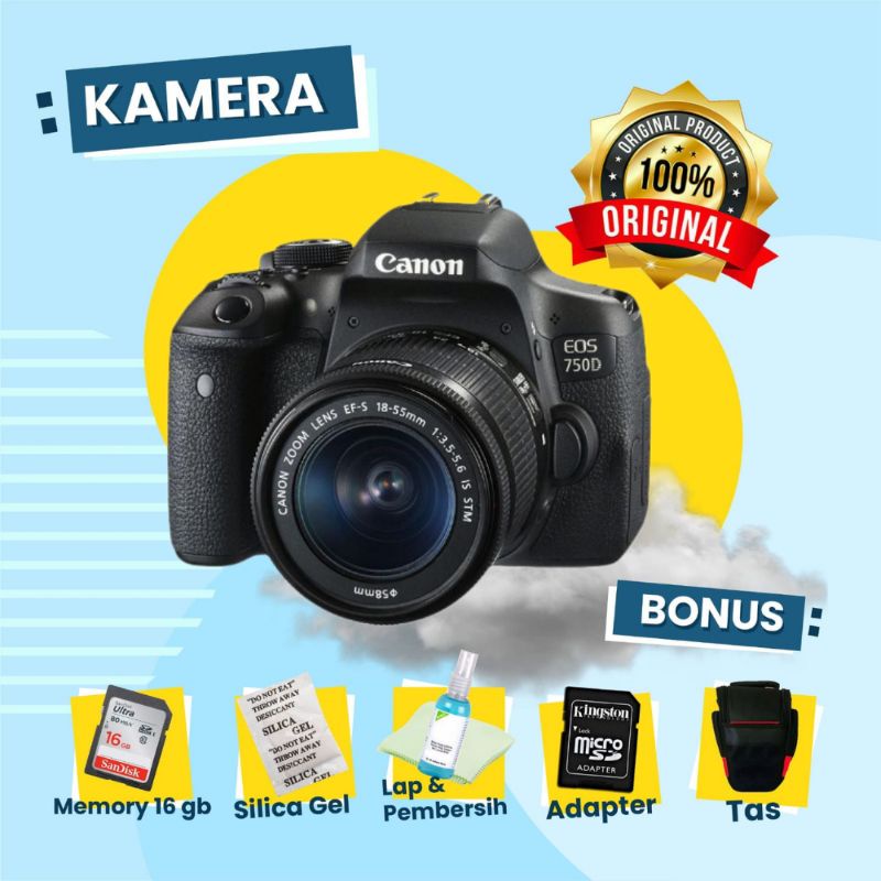 CANON EOS 750D/EOS KISS X8i KIT SECOND KAMERA DSLR MULUS LAYAR SENTUH &WIFI