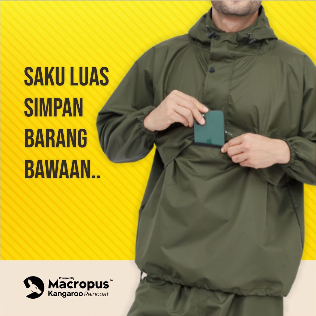 KANGAROO RAINCOAT Jas Hujan Anti Bocor Jas Hujan Kangguru jas ujan Jas Hujan Setelan Mantel Hujan Jas Hujan Saku Kangguru jas hujan raincoat jaz hujan pria Mantel jashujan jas hujan kangguru jaz hujan pria jaa hujan Jas Hujan raincoat outdoor jaz hujan