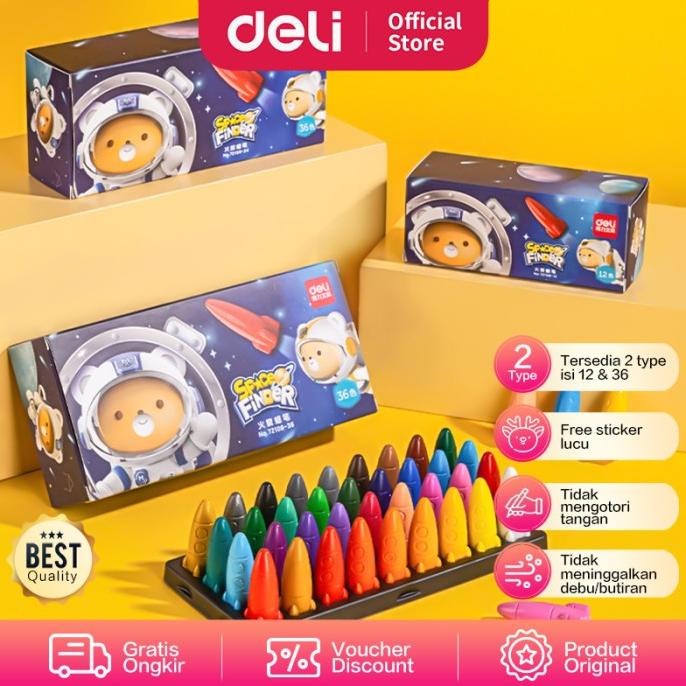 

HARGA DISKON Deli Oil Pastel / Crayon Anak Bentuk Rocket Space Finder+Sticker 72109