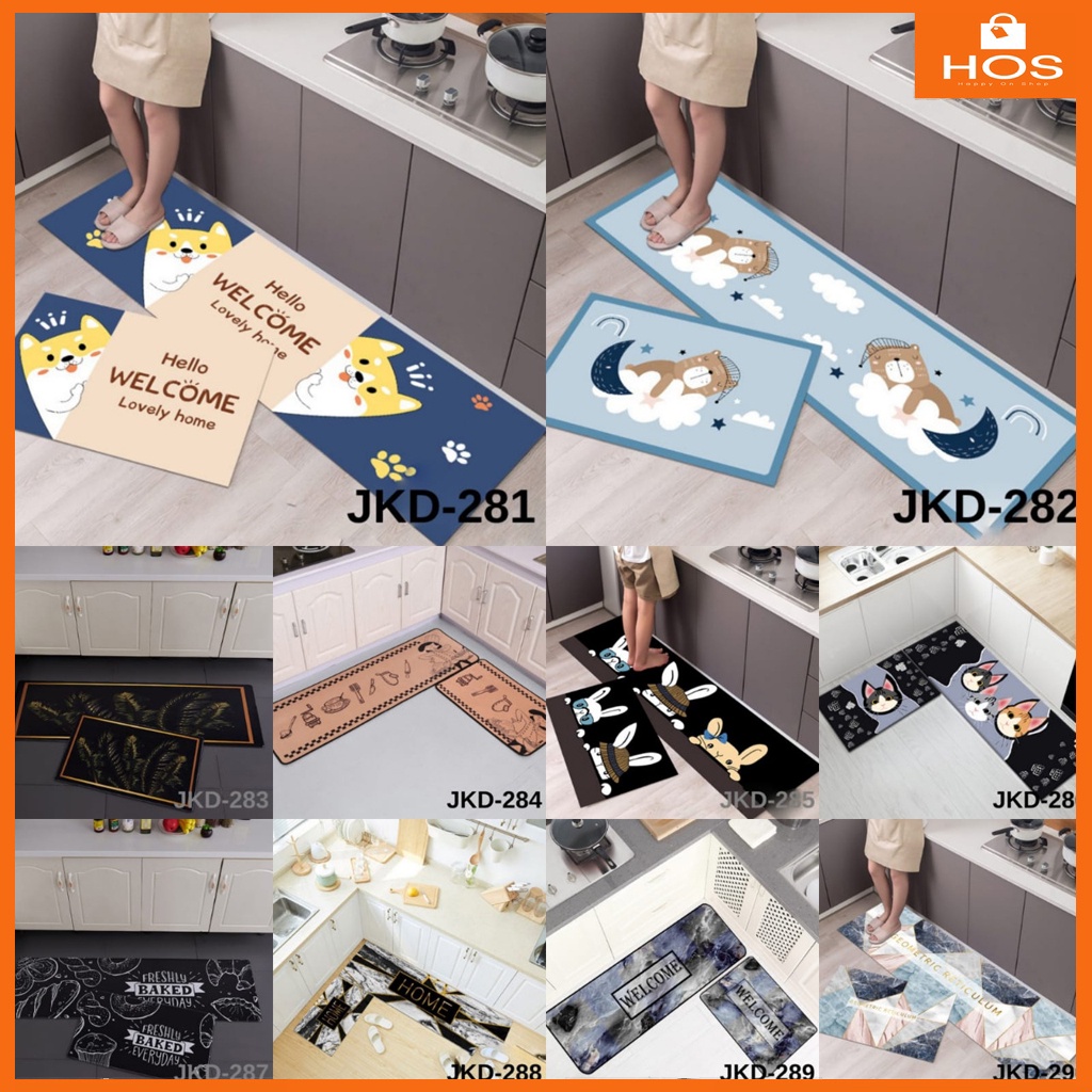 BARU KESET DAPUR 2in1 (SET) DAPUR LANTAI LEMBUT ANTI SLIP NEW Kode 281-309 Motif TERBARU l Happyonshop