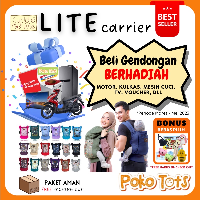 [BONUS BEBAS PILIH] Cuddle Me Lite Carrier Gendongan Bayi Ransel SSC Ergonomis Baby Carrier M-Shape Aman Cuddleme LiteCarrier Solid Polos Motif