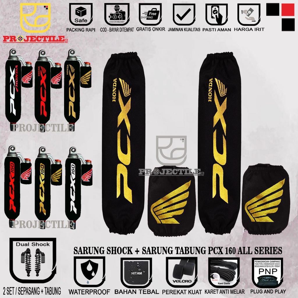 Sarung Shock + Sarung Tabung PCX sarung shockbreaker cover shock Belakang HONDA PCX 150, PCX 160, sa