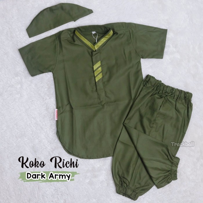 ✔HST.H✔ - TERBARU Setelan Koko Anak Laki Laki Bayi Balita Baby RICHI Muslim Cowok - Dark Army, New B