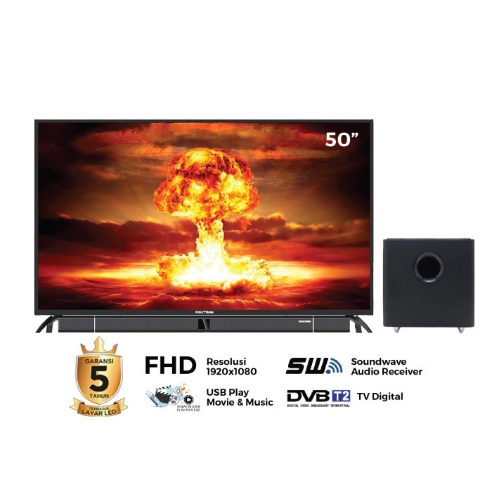 POLYTRON LED TV 50 INCH FULL HD CINEMAX SOUNDBAR PLD-50BV8758