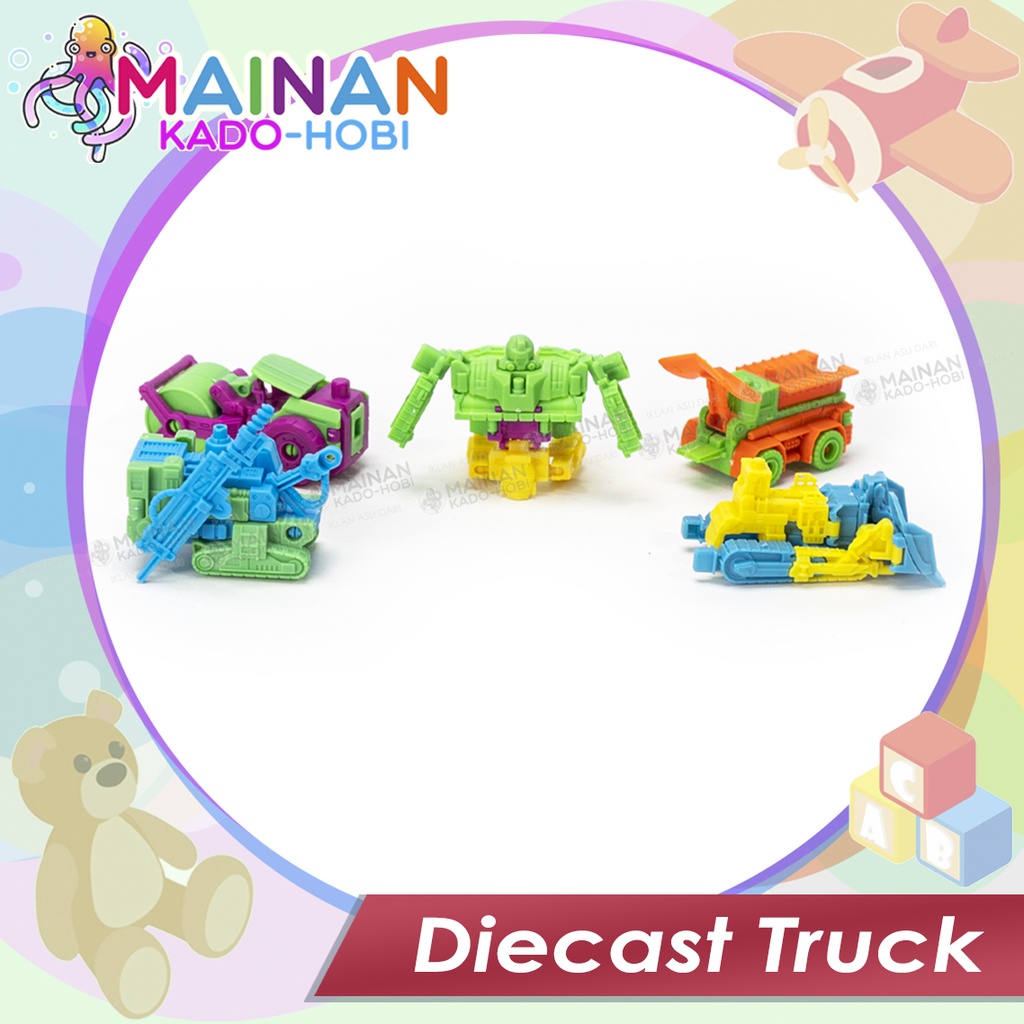 HADIAH MAINAN ANAK DIECAST MOBIL TRUK KONSTRUKSI TRANSFORM ROBOT