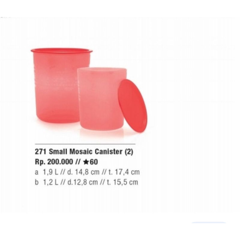 Small mosaic canister set tupperware isi 2 / toples tupperware isi 2 / toples jajan toples lebaran /