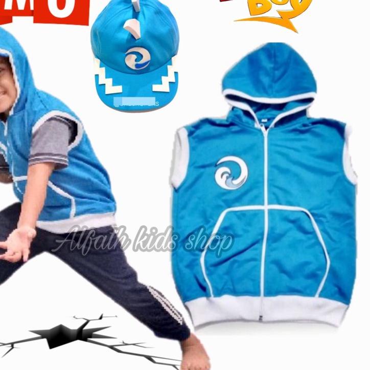 ❂ BAJU BOBOIBOY AIR SET TOPI DAN ROMPI / JAKET ROMPI BOBOIBOY ANAK / KOSTUM BOBOIBOY AIR / SETELAN B