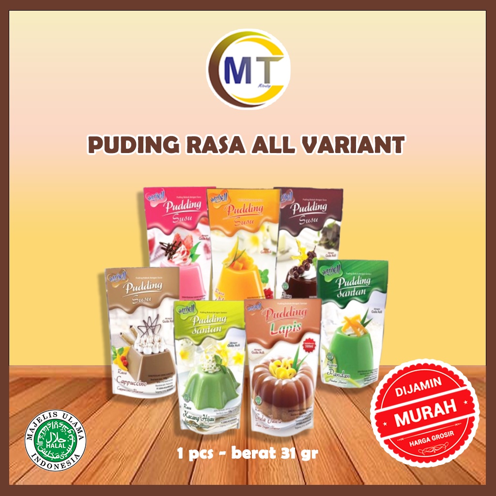 

Pudding Rasa Nutrijel 31 gram per sachet Nutrijel Puding Rasa Pudding Bubuk Instan Pudding Coklat, Melon, Cappucino, Strawberry, Coklat, Pandan, Keju, Mangga, Lapis