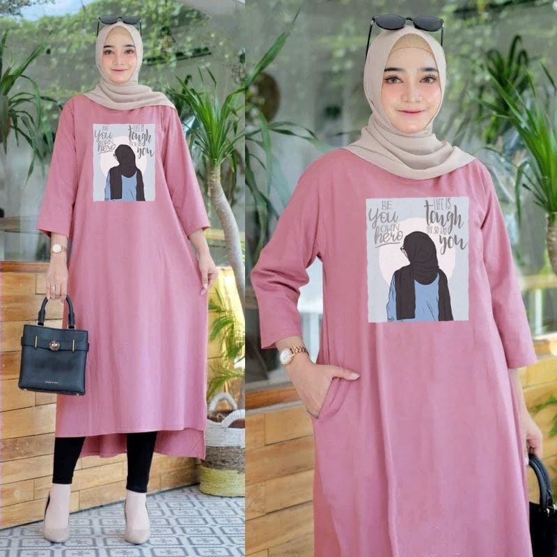 LONG TUNIK HIJAB COLABORATION TUNIK WANITA TERBARU 8