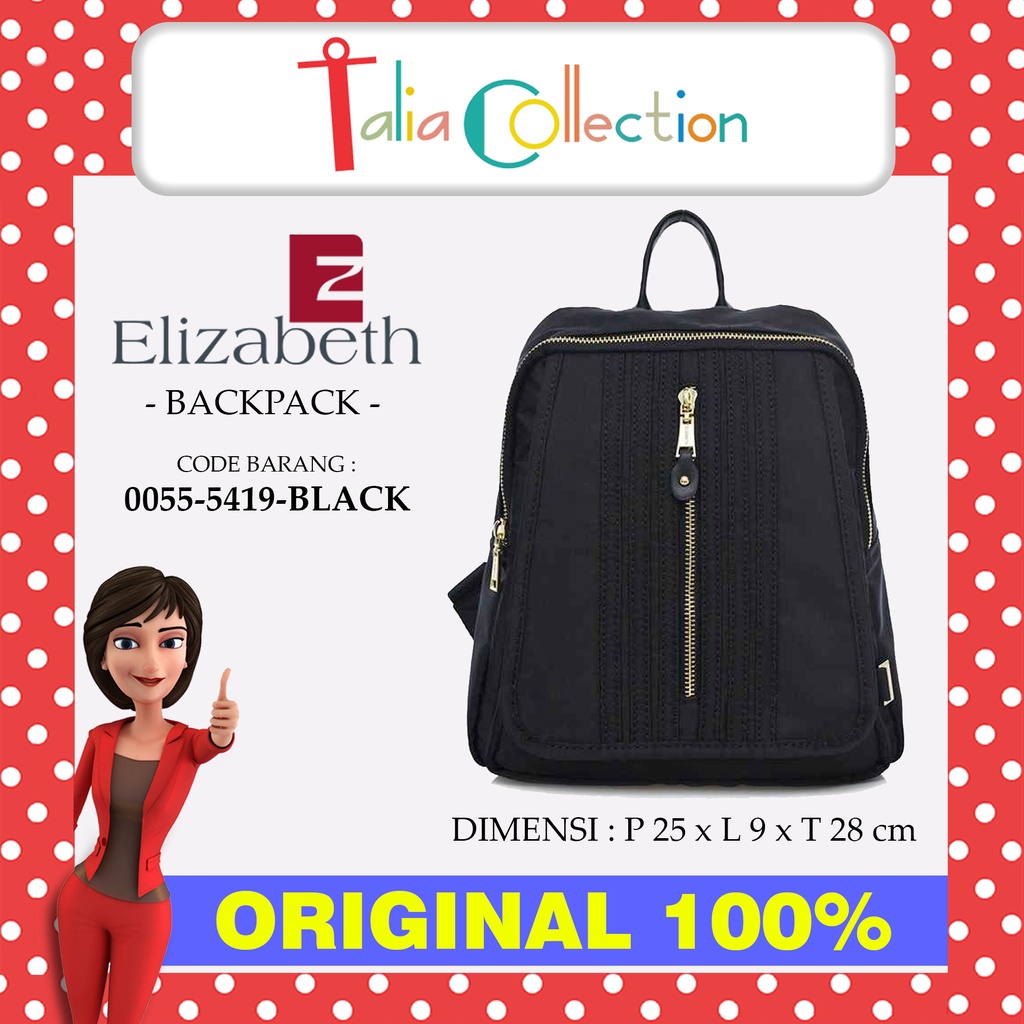 Tas ELIZABETH Backpack 0055-5419-BLACK HITAM Original Asli - Second