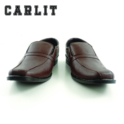 Sepatu Pantofel Pria Terbaru MDT 02 Coklat CARLIT Bahan PU Leather Keren Cocok Untuk Ke Pesta