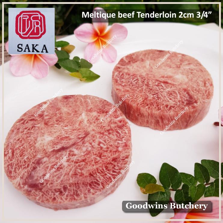 

Daging meltik beef SAKA TENDERLOIN MELTIQUE SAKA has-dalam STEAK frozen 2.5, 2 & 1 cm