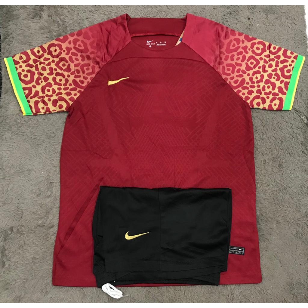 SETELAN BAJU FUTSAL SEPAK BOLA MERAH MOTIF LIST STABILO GRADE ORI IMPORT