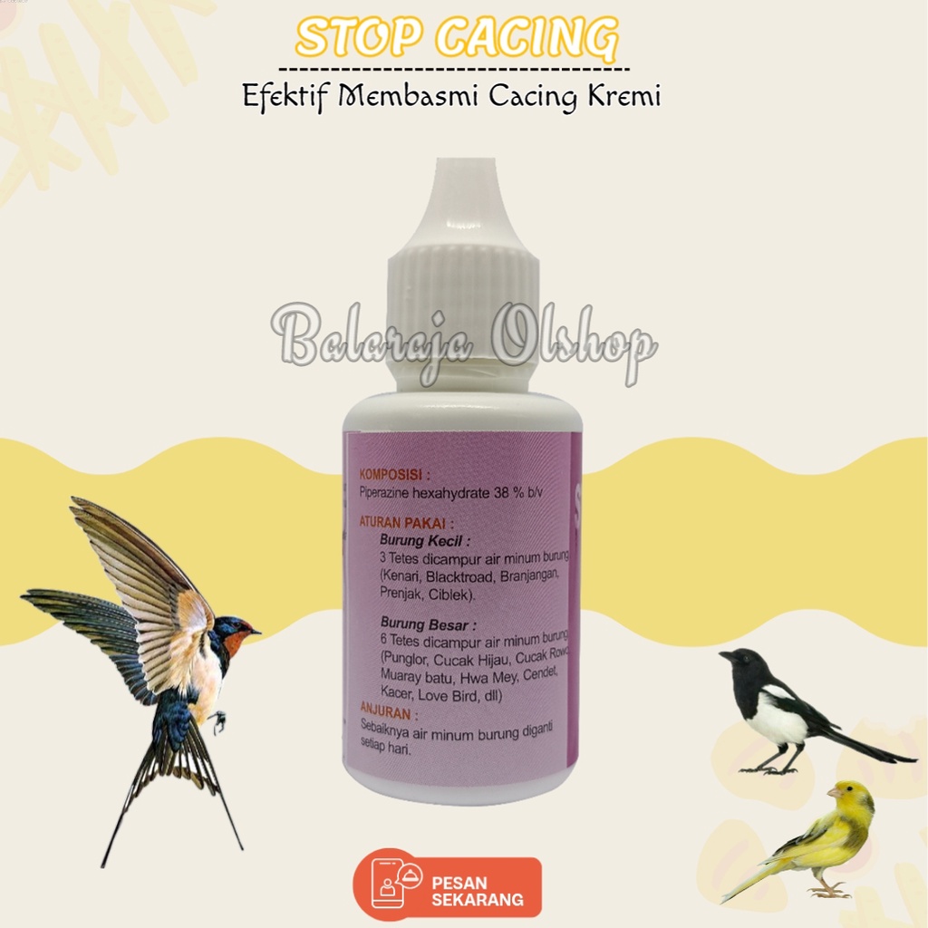 Obat Cacing Burung - Stop Cacing 30 Ml - Efektif Efisien Basmi Cacing Pada Burung