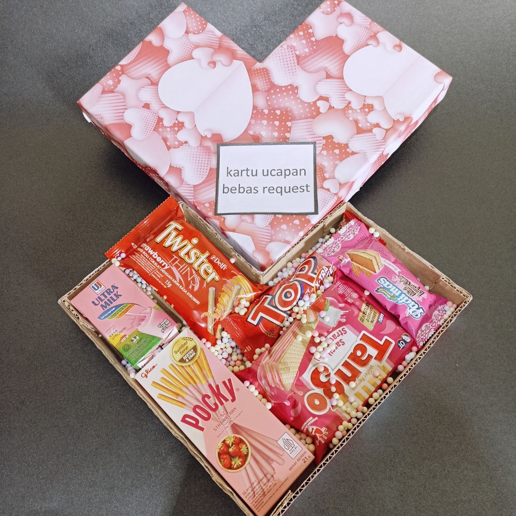 

SNACK BOX / GIFT BOX / KADO ULANG TAHUN / KADO WISUDA / KADO TEMA PINK / KADO ANAK