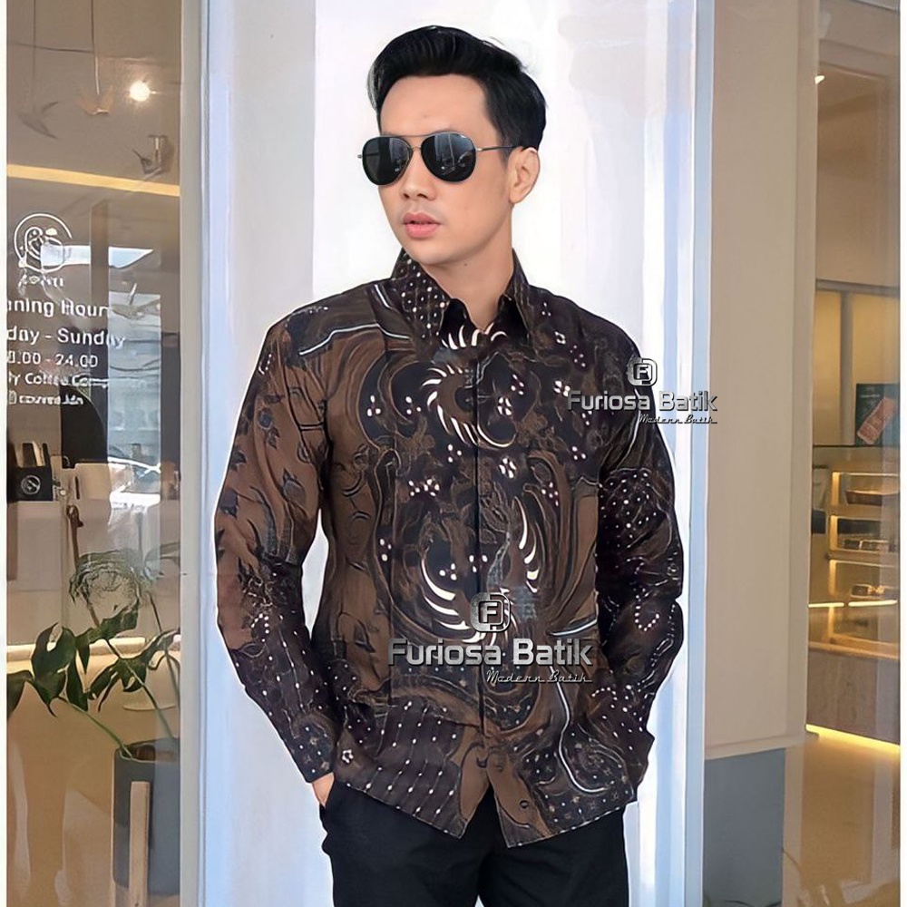 Furiosa Batik Batik Pria Motif Pulau Sage Kemeja Batik Pria Lengan Panjang Size M L XL XXL