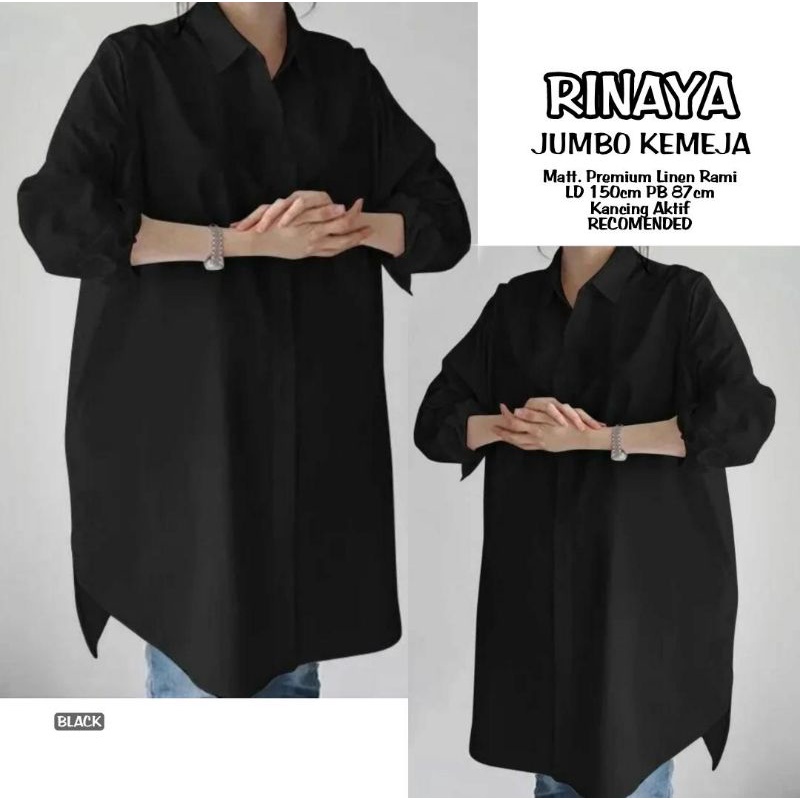 RINAYA JUMBO TUNIK LD 150 LINEN PREMIUM KANCING AKTIF