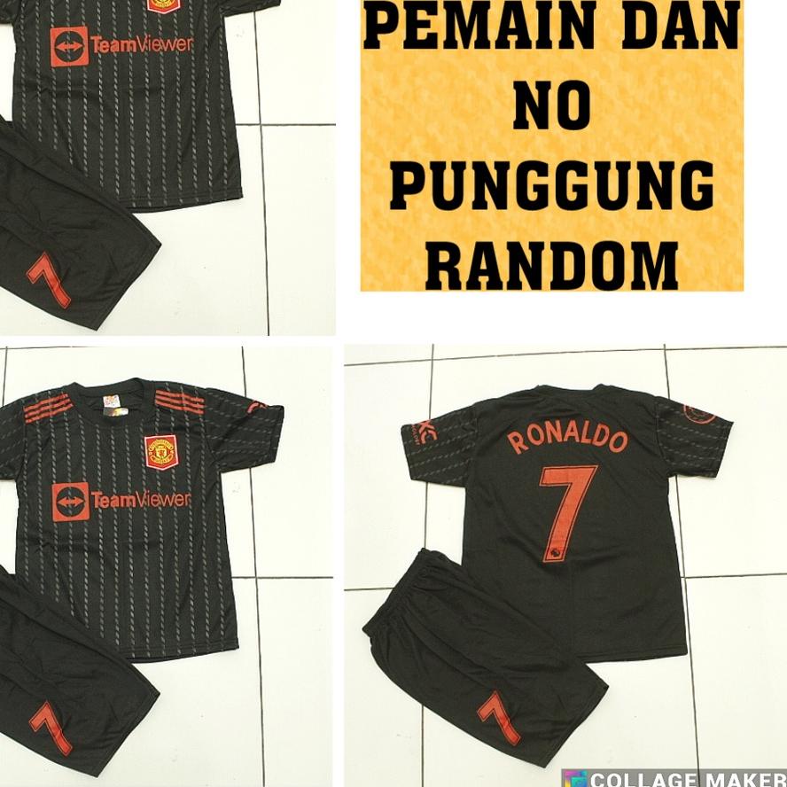 Ready Stok setelan baju bola musetelan kaos bola mu anak/baju bola anak mu/ 
