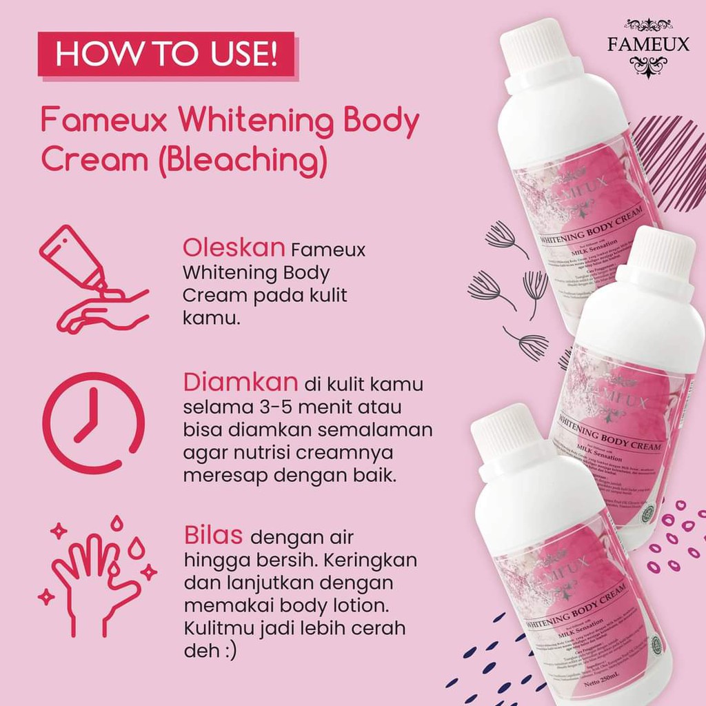 FAMEUX whitening Body Cream / Body Lotion  500ml / BPOM