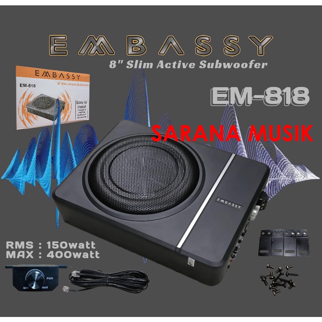 Subwoofer Embassy EM 818 8 inch Subwoofer Aktif Kolong Slim Embassy EM818 EM-818