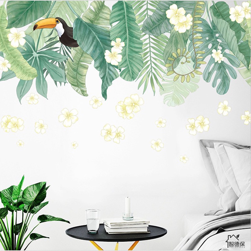 STIKER DINDING WALLSTICKER WALLPAPER POT DAUN PALEM HIJAU MONSTERA LEAF UNTUK CAFE RUANG TAMU STICKER DINDING SALUR SULUR DAUN POHON JUNTAI BUNGA MATAHARI WALLPAPER WALPAPER TEMBOK DEKORASI DECOR RUMAH MINIMALIS SULUR DAUN HIJAU BUNGA PUTIH @banyak