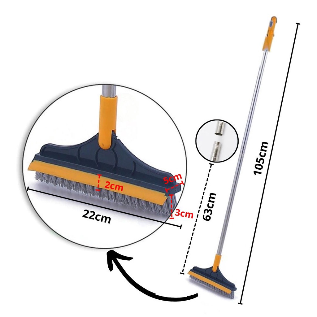 (VCM) Sikat Lantai WC 2IN1 Wiper Sikat Pembersih Gagang Panjang Toilet Multifungsi