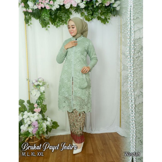 Tunik Brokat Indira Busui Frendly Kombinasi Payet Mutiara Modern / Kebaya Kondangan / set Tunik Wanita / Set Kebaya Pesta / Kebaya Brokat / Outfit Wanita / Set Kebaya lamaran