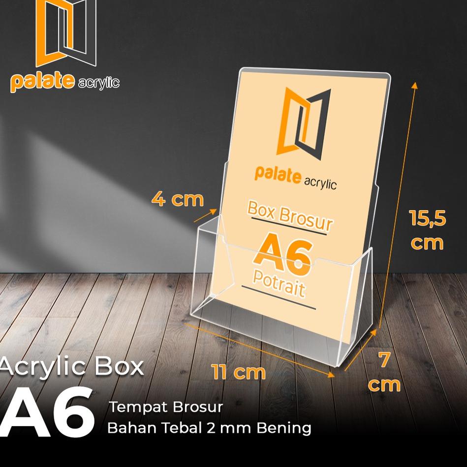 

Serbu Voucher RAK / TEMPAT BROCHURE ACRYLIC / AKRILIK BOX A6
