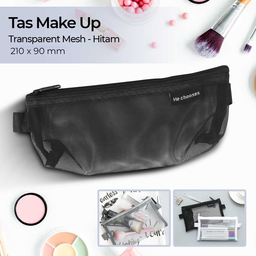 He Chooses Tas Make Up Kosmetik Transparent Mesh Triangle - KS34