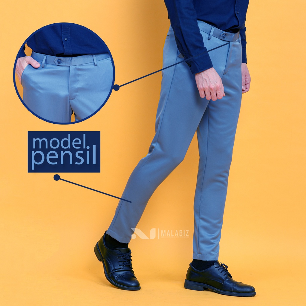 SKY - Celana Model Pencil Malabiz Skinny Ketat Untuk Acara Formal Kerja Kantor Bisnis Cassual Celana Kerja Pencil Celana Kantor Pencil Celana Formal Pencil Ketat Ultra SLim fit